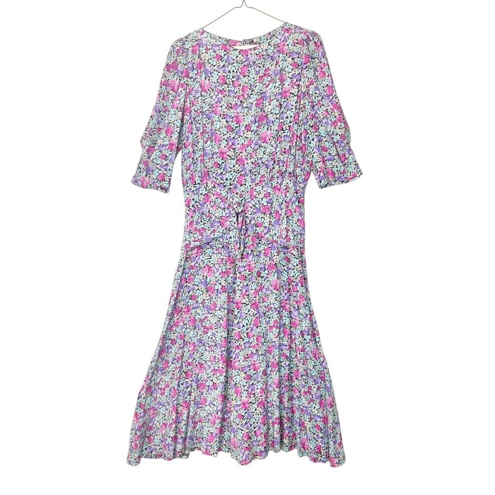 Jane Schaffhausen Belle France Vintage Floral Dress Purple Pink‎ Blue Size 10